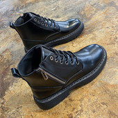 Ανδρικές έκο δερμάτινες μπότες σε μαύρο χρώμα