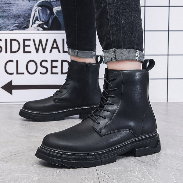 Muške zimske čizme od eko kože na pertlu