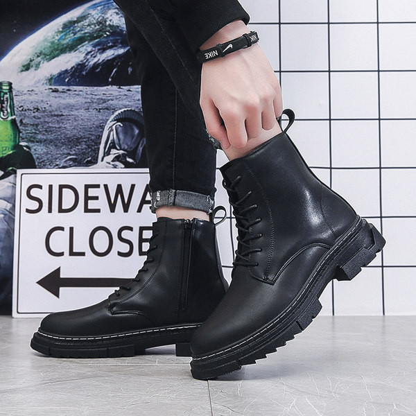 Muške zimske čizme od eko kože na pertlu