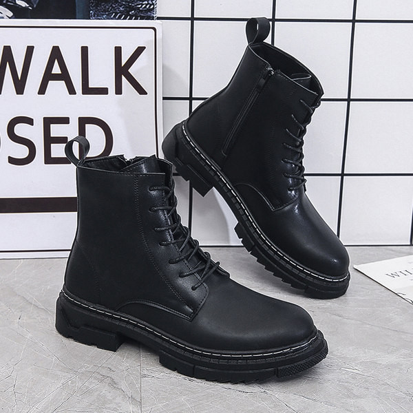 Muške zimske čizme od eko kože na pertlu