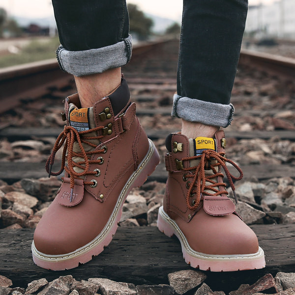 Мъжки боти с връзки и мека подплата заоблен модел