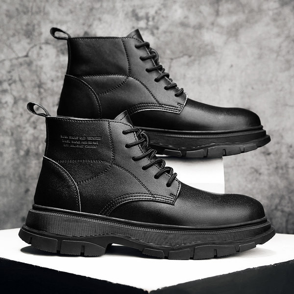 Elegantne muške čizme s ravnim potplatom od eko kože za zimu