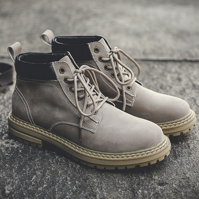 Ανδρικά χειμωνιάτικα μποτάκια με κορδόνια σε γκρι και καφέ χρώμα