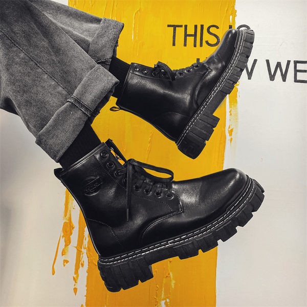 Мъжки кубинки с груба подметка - черен цвят