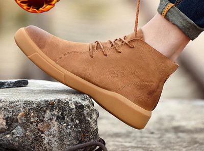 Модерни мъжки боти с връзки от еко кожа -няколко модела