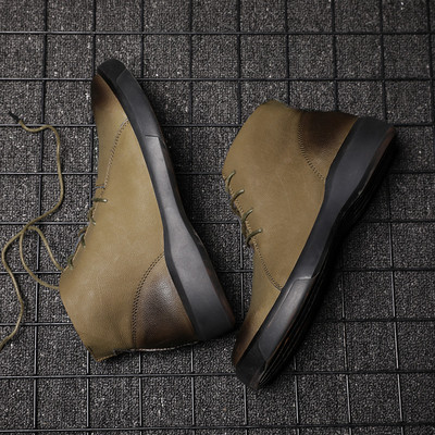 Модерни мъжки боти с връзки от еко кожа -няколко модела