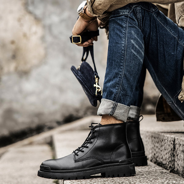 Κομψές μπότες με κορδόνια από έκο δέρμα για άνδρες