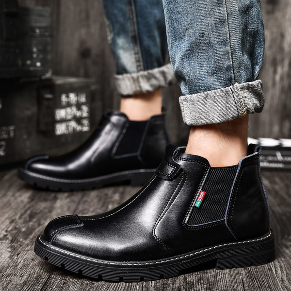 Мъжки боти от еко кожа с  ластик