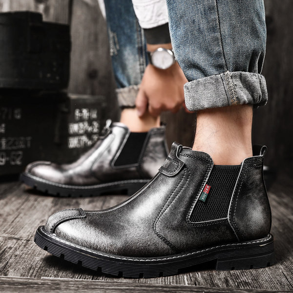 Мъжки боти от еко кожа с  ластик