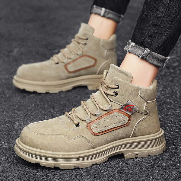 Мъжки кожени боти с равна подметка и връзки в три цвята