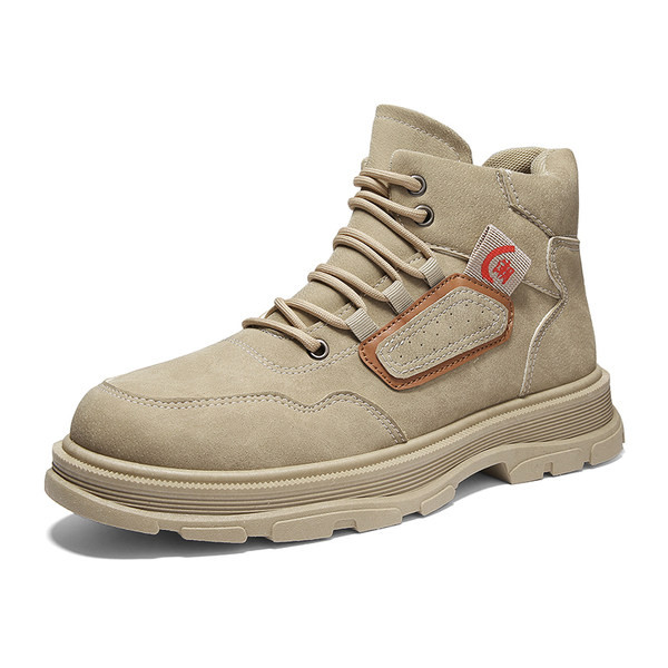 Мъжки кожени боти с равна подметка и връзки в три цвята