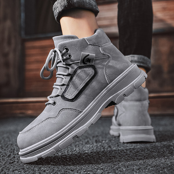 Мъжки кожени боти с равна подметка и връзки в три цвята