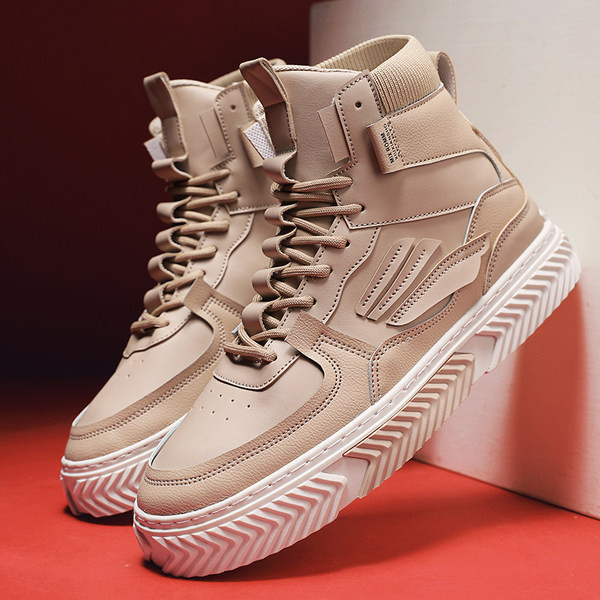 Muške visoke cipele s ravnim potplatom - umjetna koža