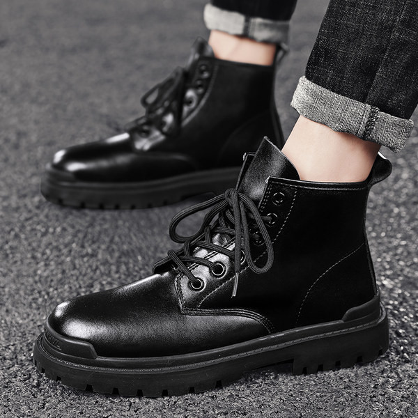 Muške čizme od umjetne kože i vezice