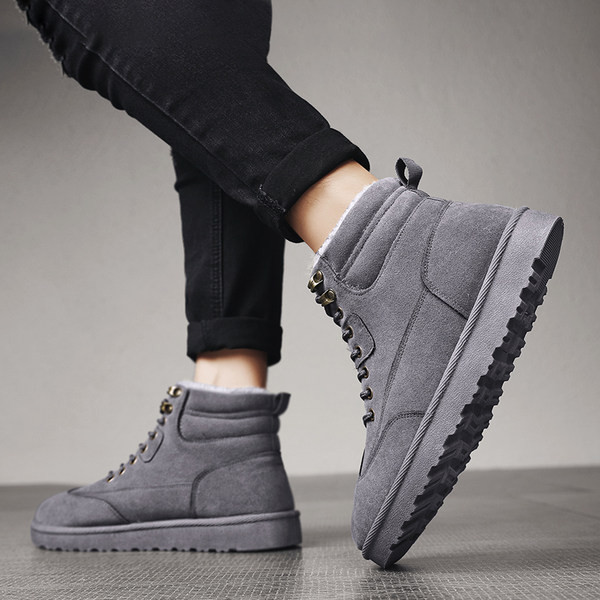 Moderne muške čizme od eko brušene kože s mekom postavom