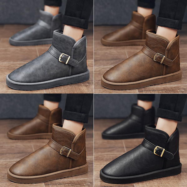 Muške čizme od eko kože sa ravnim đonom i metalnom kopčom