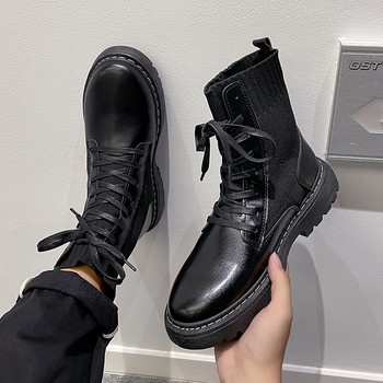 Μοντέρνα  ανδρικές μπότες σε μαύρο χρώμα με κορδόνια
