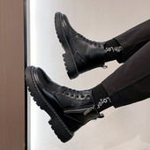 Νέο μοντέλο έκο δερμάτινες μπότες με κορδόνια και φερμουάρ στο πλάι