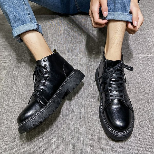 Muške casual čizme od umjetne kože s vezicama