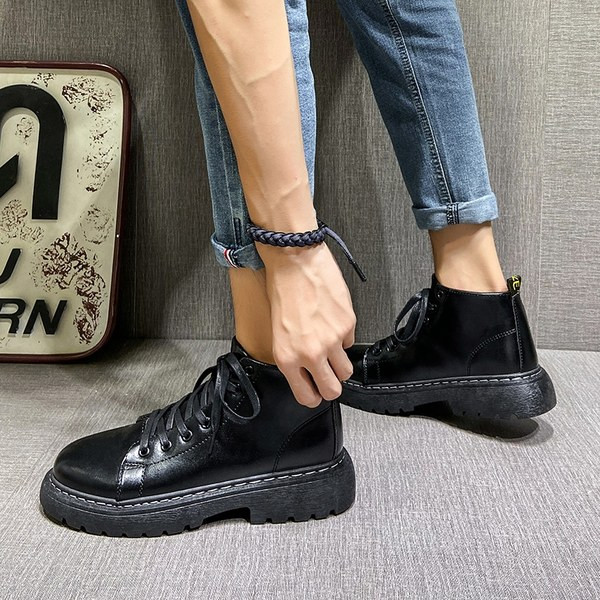 Muške casual čizme od umjetne kože s vezicama