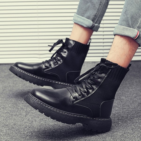 Мъжки ежедневни боти от еко кожа в черен цвят