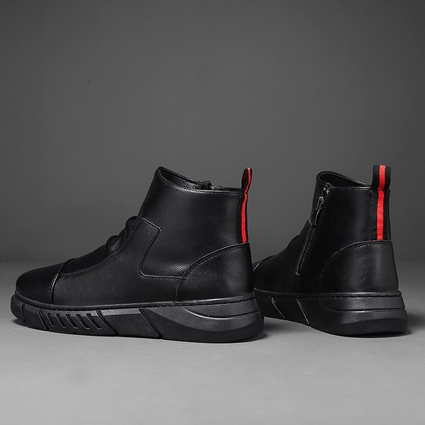 Casual muške čizme s ravnim potplatom - umjetna koža