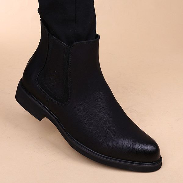 Мъжки боти от еко кожа в черен  цвят