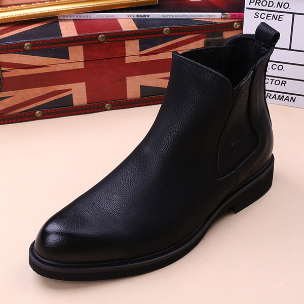 Мъжки боти от еко кожа в черен  цвят