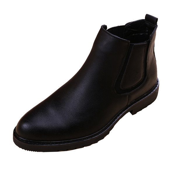 Мъжки боти от еко кожа в черен  цвят