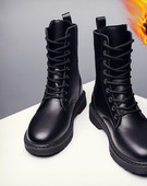 Έκο δερμάτινα ανδρικά μποτάκια με κορδόνια - κλασικό μοντέλο