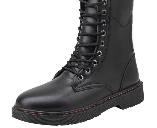 Έκο δερμάτινα ανδρικά μποτάκια με κορδόνια - κλασικό μοντέλο