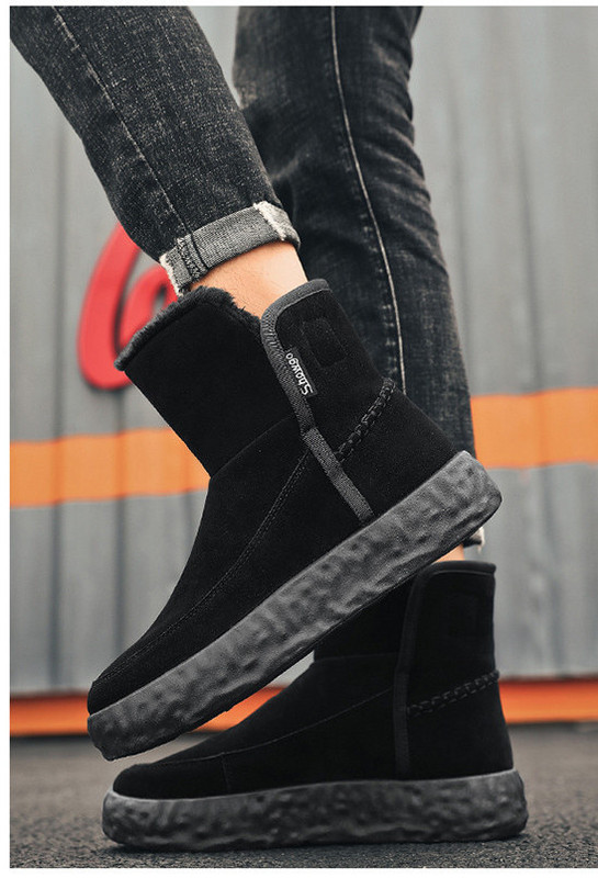 Ανδρικά μοντέρνα μποτάκια από eco suede με απαλή φόδρα σε μαύρο χρώμα