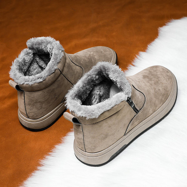 Ανδρικές μπότες casual με ζεστή φόδρα και φερμουάρ - καφέ, μαύρο και γκρι χρώμα