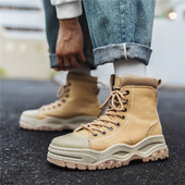 Ανδρικά μποτάκια με τραχιά σόλα και κορδόνια κατάλληλα για καθημερινή χρήση