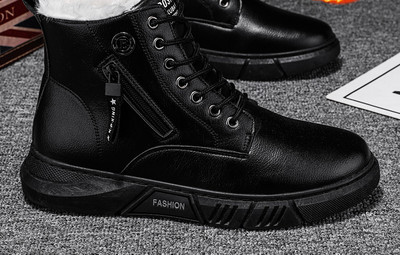 Ανδρικές μπότες από οικολογικό δέρμα με ζεστή φόδρα