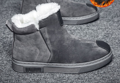 Ανδρικά μποτάκια από eco suede με επίπεδη σόλα και ζεστή φόδρα δύο μοντέλα