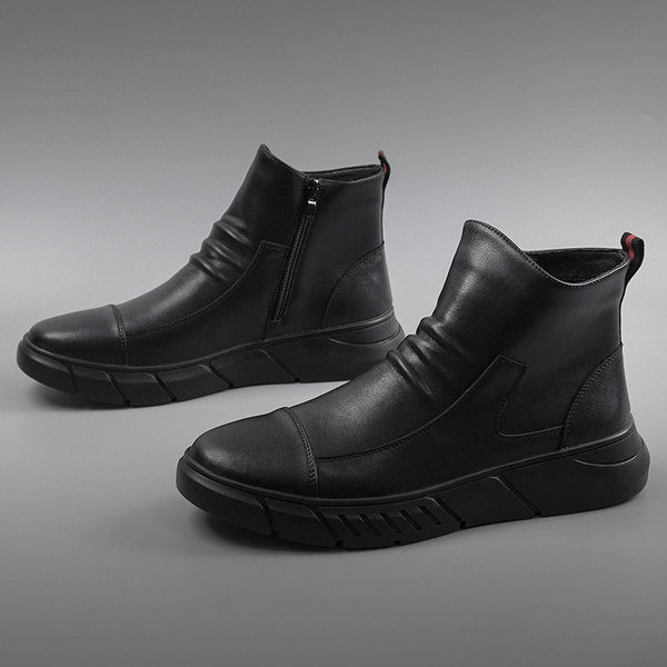 Χειμερινές ανδρικές μπότες από οικολογικό δέρμα απλό μοντέλο