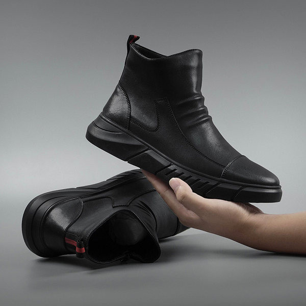 Χειμερινές ανδρικές μπότες από οικολογικό δέρμα απλό μοντέλο