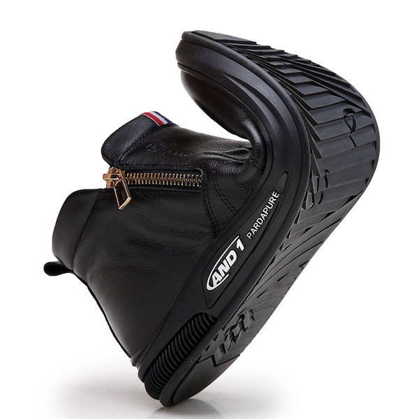 Έκο δερμάτινες ανδρικές μπότες με επιγραφή και στρογγυλεμένο σχέδιο με φερμουάρ