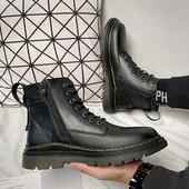 Ανδρικές κομψές μπότες από οικολογικό δέρμα με φερμουάρ - στρογγυλεμένο μοντέλο