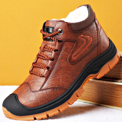 Χειμερινές ανδρικές μπότες από συνθετικό δέρμα με κορδόνια