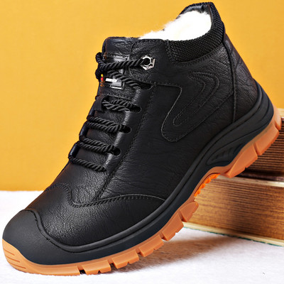 Χειμερινές ανδρικές μπότες από συνθετικό δέρμα με κορδόνια