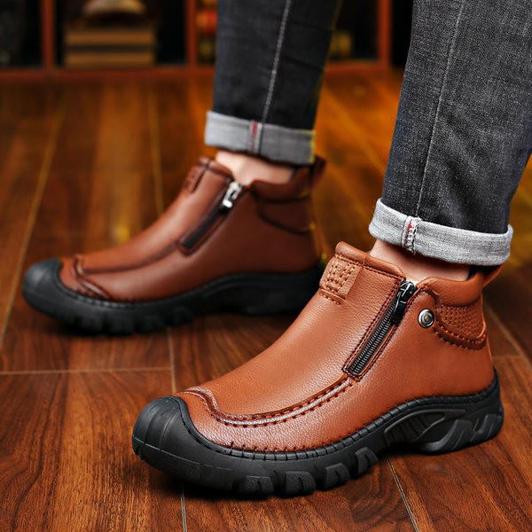 Ανδρικά παπούτσια με φερμουάρ στο πλάι σε δύο χρώματα