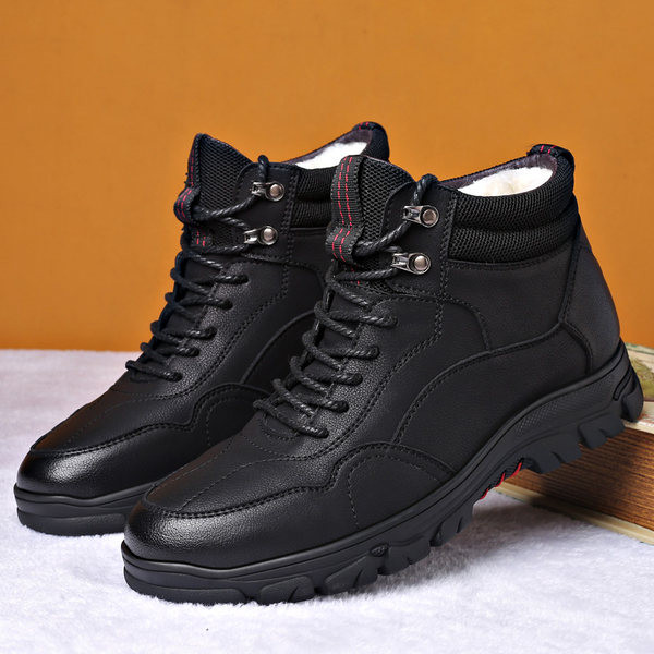 Ανδρικές μπότες για το χειμώνα με απαλή φόδρα στρογγυλεμένο μοντέλο