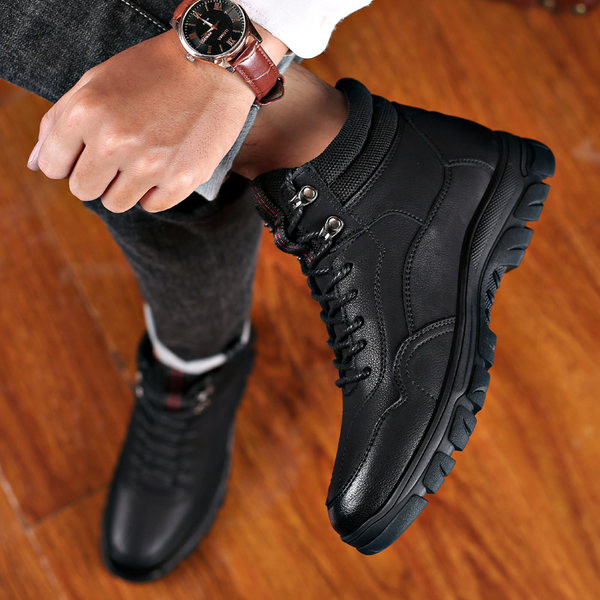 Ανδρικές μπότες για το χειμώνα με απαλή φόδρα στρογγυλεμένο μοντέλο