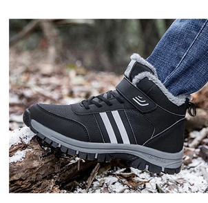 Ανδρικά χειμερινά δερμάτινα παπούτσια με κορδόνια και επιγραφή