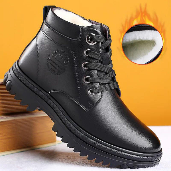 Μοντέρνα ανδρικά χειμερινά μποτάκια από έκο δέρμα με πουπουλένια φόδρα