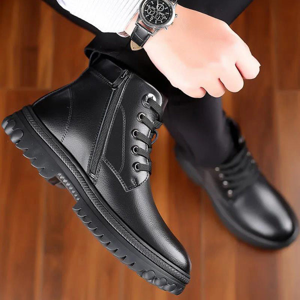 Μοντέρνα ανδρικά χειμερινά μποτάκια από έκο δέρμα με πουπουλένια φόδρα