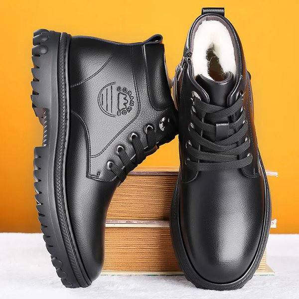 Μοντέρνα ανδρικά χειμερινά μποτάκια από έκο δέρμα με πουπουλένια φόδρα