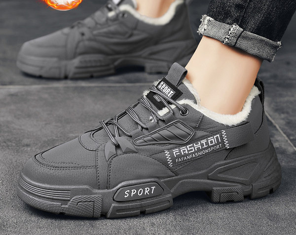 Χειμερινά ανδρικά sneakers με επιγραφή και ζεστή φόδρα